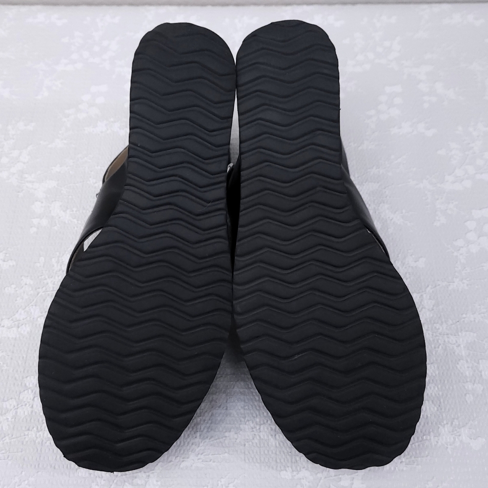 Black Check-Pattern Wedge Sandals *FIT SMALL* - Picture 12 of 12